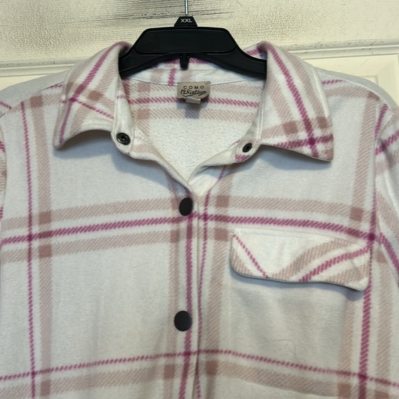 Como Vintage Flannel Jacket Size Small Women's Pink White - Picture 2 of 8